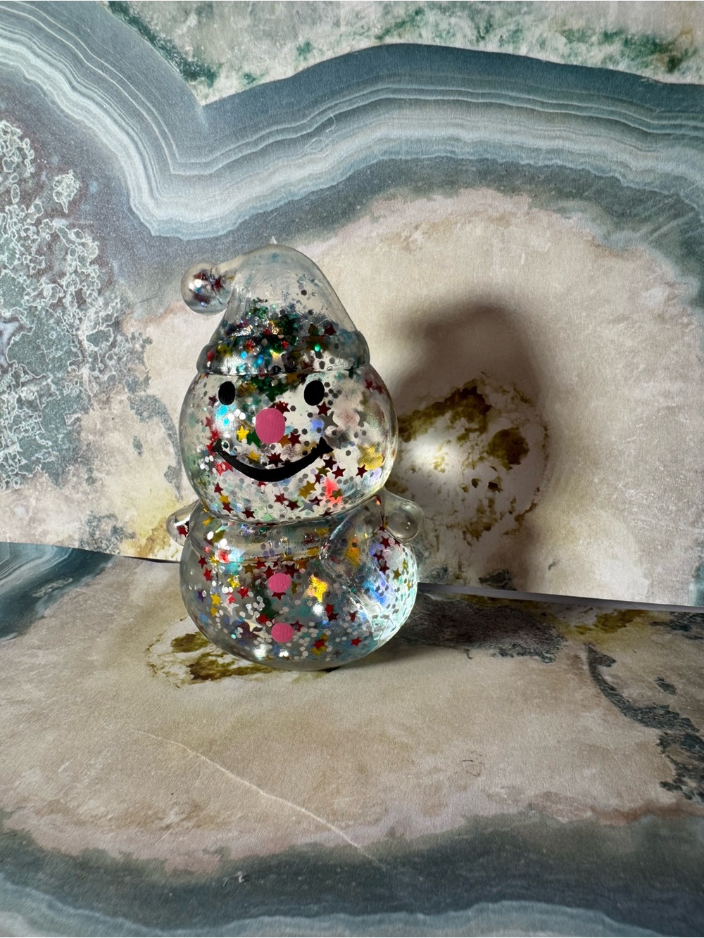 Clear Glitter Snowman Squishy
